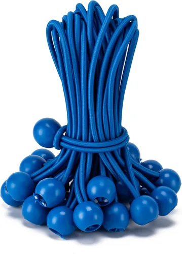 Vista 9 de Paquete de 30 cuerdas elásticas con bola, cuerdas elásticas resistentes de 4 pulgadas, lona de toldo con bolas elásticas para amarre de dosel