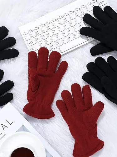 Vista 7 de SATINIOR 3 pares de guantes de invierno de forro polar para niños y niñas, guantes cálidos para niños y niñas, suministros de actividades al aire