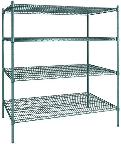 Vista 316 de Kit de 4 estantes de epoxi verde NSF de 21 x 72 pulgadas con postes de 86 pulgadas, estantería de almacenamiento resistente, kit de estantería