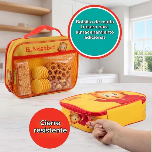 Vista 3 de Daniel Tiger's Neighborhood - Bolsa de almuerzo aislada para niños, bolsa preescolar Daniel Tiger - Amarillo