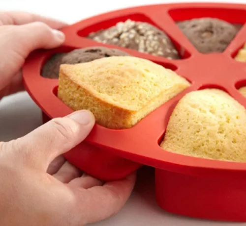 Vista 3 de Molde para scone con 8 ranuras, molde para rebanadas de pastel para hornear bollos, molde triangular de silicona para tartas, molde dividido
