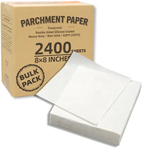 Vista 15 de Cuadrados pequeños de pergamino precortados a granel de 5 x 5, 3200 hojas, sin blanquear, antiadherentes, para envoltorios de dulces, papel de Marrón