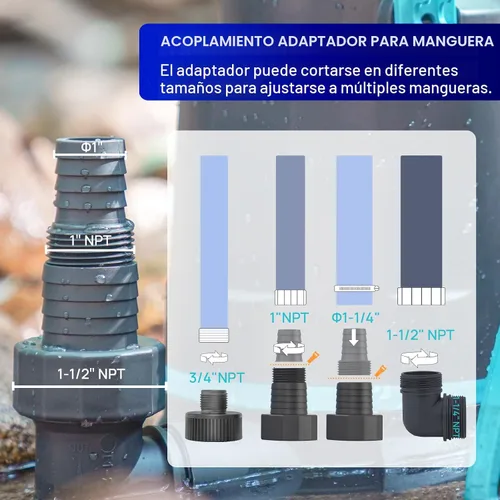 Vista 6 de AQUASTRONG Bomba de sumidero de 1 HP Bomba de agua sumergible de 4500 GPH