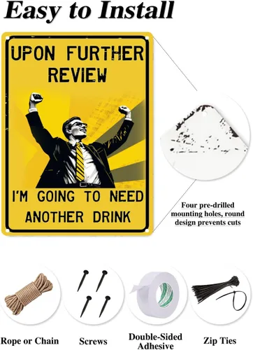 Vista 5 de Letrero de cueva de hombre, decoración deportiva con texto en inglés "I Going To Need Another Drink" (866)