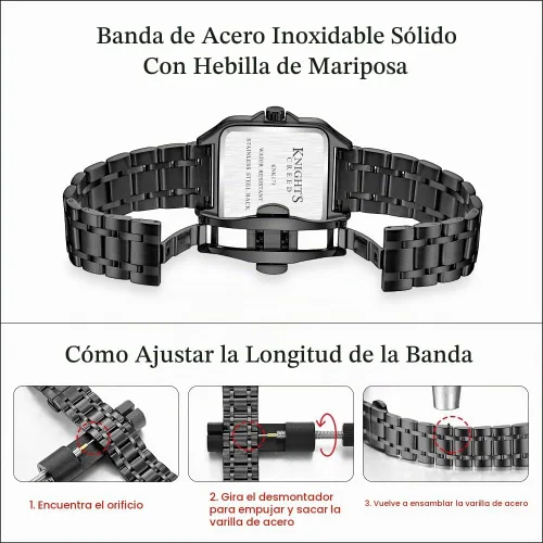 Vista 6 de Classic Square Watch for Men Vintage Roman Numeral Black