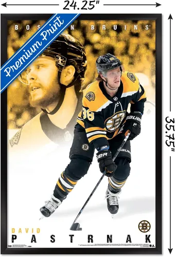 Vista 3 de Trends International NHL Boston Bruins - Póster de pared de David Pastrnák 19, 22.375 x 34 pulgadas, versión enmarcada en negro Versión con marco