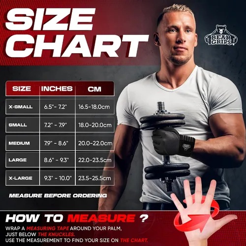 Vista 2 de Bear Grips Guantes de levantamiento de pesas para hombres y mujeres Guantes de levantamiento de medio dedo Guantes de entrenamiento de dedo dedo