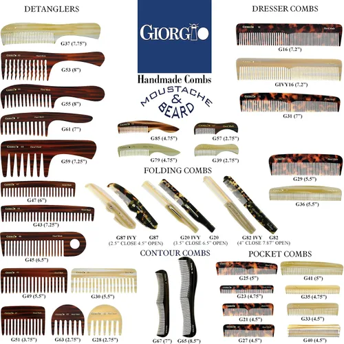 Vista 7 de Giorgio G35 - Peine de bolsillo de dientes finos hecho a mano para hombres, alisador de peine para el cuidado diario, peinado de cabello, bigote
