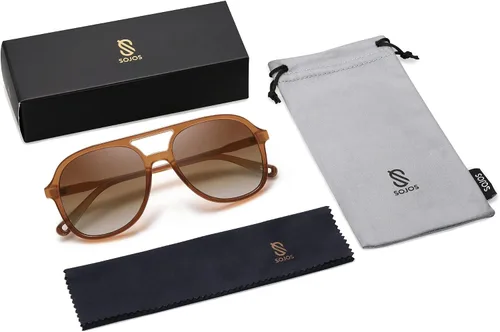 Vista 5 de SOJOS Gafas de sol polarizadas retro cuadradas estilo aviador para mujer y hombre de los años 70 vintage doble puente SJ2174
