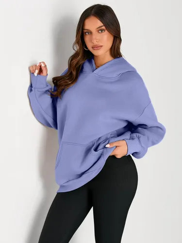 Vista 98 de Trendy Queen - Sudaderas extragrandes con capucha para mujer, suéteres de manga larga, sin botones, de vellón, de otoño, ropa de invierno