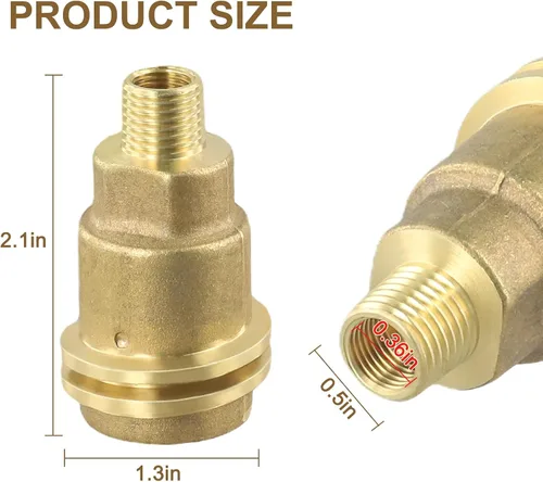 Vista 6 de Adaptador de conector de gas propano de rosca macho de 1/4 de pulgada, latón macizo para QCC1, conexión de línea de gas resistente, para barbacoa al