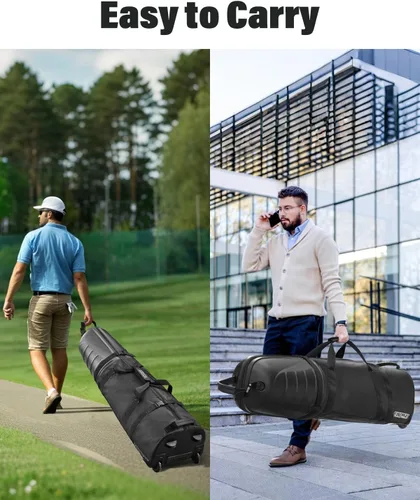 Vista 7 de Findway Bolsas de viaje de golf para aerolíneas con ruedas, Oxford resistente 1680D y ABS funda rígida para proteger palos de golf, ligeras