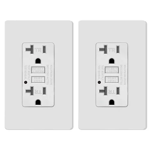 Vista 9 de Micmi Salida GFCI, receptáculo GFI resistente a manipulaciones con indicador LED, interruptor de circuito de falla de tierra de prueba automática