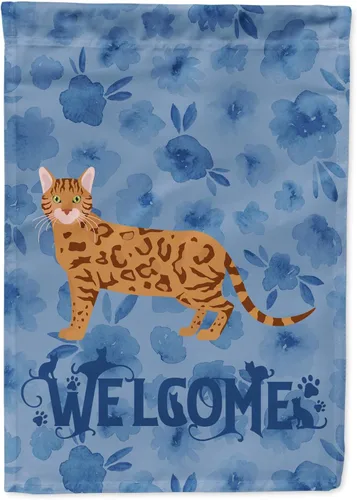 Vista 254 de Caroline's Treasures CK4813CHF - Bandera de bienvenida con gato abisinio azul, manga grande, para porche, para colgar en la pared, poliéster