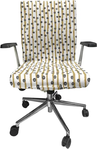 Vista 66 de Lunarable Funda para silla de oficina tribal, diseño azteca, nativo americano, geométrico, simbolismo étnico con espirales de triángulos, elástico