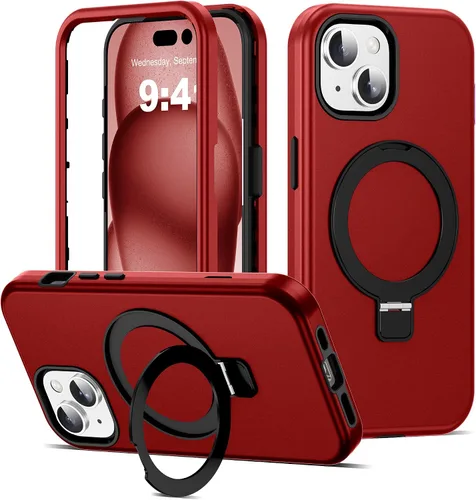 Vista 23 de Funda compatible con iPhone 13 y 14 de 6.1 pulgadas con soporte de anillo magnético [protección militar contra caídas] [compatible con Mag-Safe]