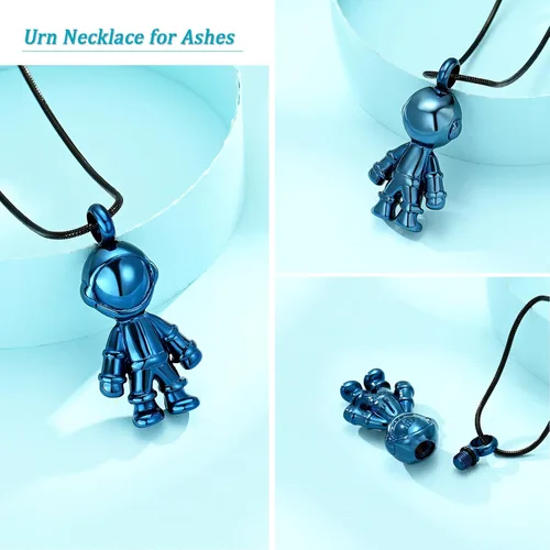 Vista 3 de mingkejw Cremación astronauta collar urna conmemorativa joyería colgante urna de cremación cenizas collar conmemorativo para niños y humanos.
