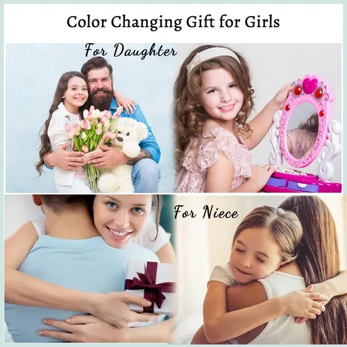 Vista 5 de AINILOVE Anillo que cambia de color con detección de temperatura, tortuga, delfín, ballena, pingüino, animal, estado de ánimo, para niñas, fiesta