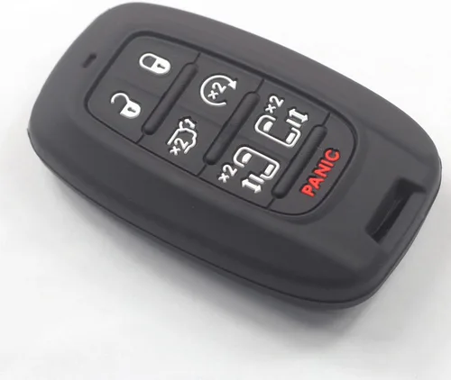 Vista 4 de 2 fundas de silicona de goma negra con 7 botones para llavero inteligente sin llave compatible con Chrysler Pacifica Voyager 2020 2021 2022, 2 2