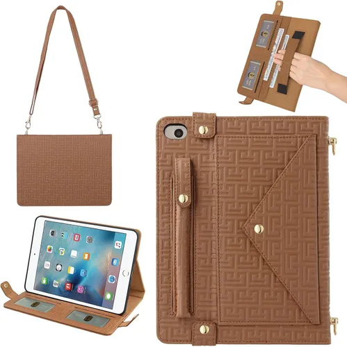 Vista 128 de Funda tipo bolso para iPad mini de 5ª/4ª/3ª/2ª/1ª generación de 7.9 pulgadas, Techcircle funda ligera tipo folio con soporte bandolera con billetera