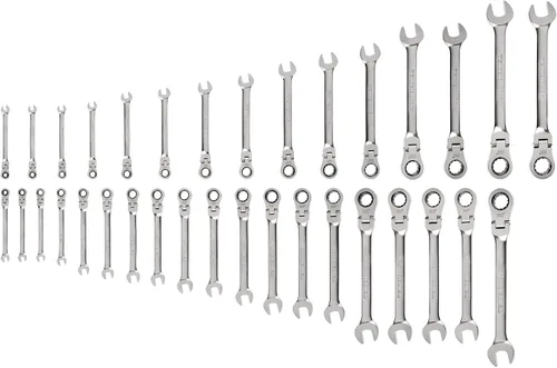 Vista 14 de TEKTON Juego de llaves combinadas con cabeza flexible de 12 puntos con bolsa, 19 piezas (6-24 mm) WRC95403