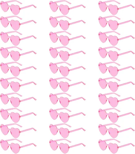 Vista 6 de 30 lentes de sol en forma de corazón, sin marco, transparentes, regalos de fiesta para mujeres