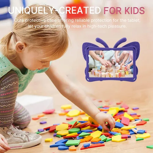 Vista 66 de FW Fire 7 - Funda para tablet para niños, Amazon Fire 7 2022, funda de mariposa con luz de atril, EVA, protección contra caídas, resistente, a