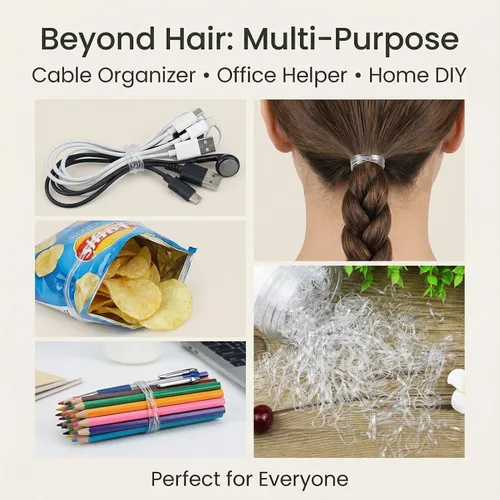 Vista 6 de EAONE Bandas de goma elásticas transparentes para el cabello, 2500 piezas sin daños, mini ligas para el cabello, soporte pequeño para cola