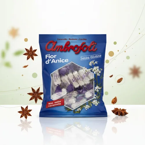 Vista 4 de Ambrosoli Caramelo de anís hecho en Italia – Caramelo duro de anís envuelto individualmente – Caramelos italianos "Fior d'Anice" (5.29 oz 5.29 oz)