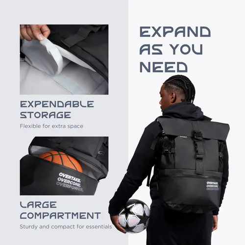 Vista 3 de OVER3 Mochila de baloncesto grande – con compartimento para zapatos y laptop – Bolsa versátil para baloncesto, fútbol, voleibol, fútbol y viajes