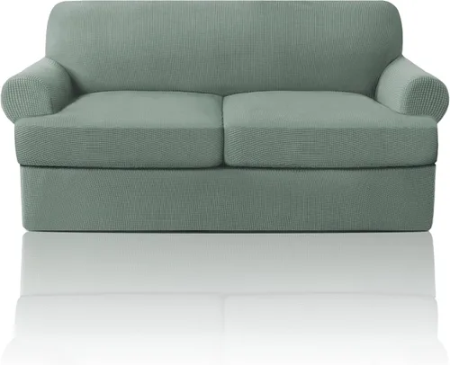 Vista 11 de PrinceDeco Fundas elásticas para sillón de 2 piezas, fundas de sofá para sillas con cojines en forma de T, fundas suaves para muebles con 1 funda