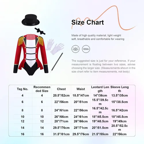 Vista 7 de Kids Girls Circus Ringmaster Costume Christmas Santa Dance Dress Long Sleeves Tassel Leotard Bodysuit Fancy Dress Up