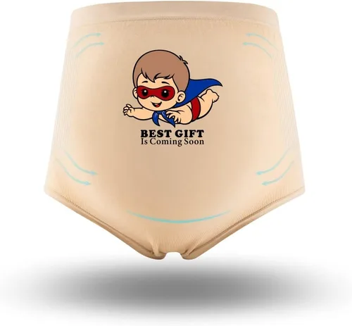 Vista 5 de Ropa interior de maternidad para mujer, ropa interior con soporte para el abdomen, con eslogan divertido, ropa de embarazo, regalos