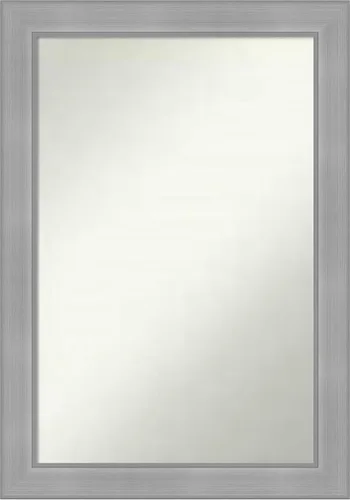 Vista 25 de Amanti Art Espejo de baño plateado para sobre el fregadero, 24 x 24 pulgadas, espejo cuadrado de peltre forjado a medida, marco de madera casual