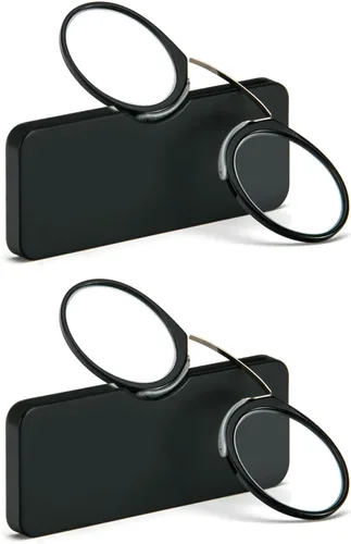 Vista 12 de REAVEE Paquete de 2 lentes de lectura con clip de nariz sin brazos para hombres y mujeres, sin sienes, delgados y compactos, ultra delgados con mini