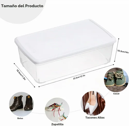 Vista 2 de novelinks Paquete de 8 contenedores de plástico transparente de 6 cuartos Blanco