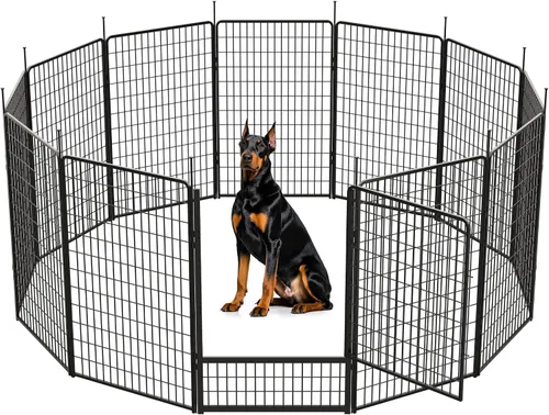 Vista 31 de SunsGrove - Cerca para perros para exteriores, corral resistente de 32 pulgadas con 2 paneles para perros pequeños y medianos, cerca de juego