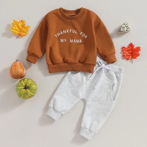 Vista 3 de Hoanselay Conjunto de sudadera de manga larga con capucha y pantalones de otoño e invierno para bebé niño