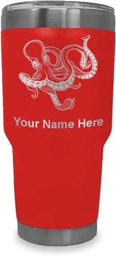 Vista 12 de LaserGram Vaso aislado al vacío de 20 onzas, Kraken, grabado personalizado incluido (negro)