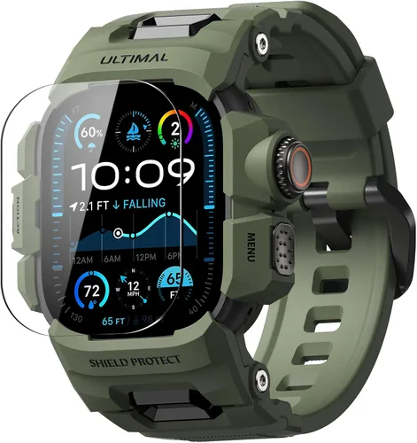 Vista 11 de ULTIMAL Funda resistente con correa para Apple Watch de 1.732 pulgadas, compatible con Apple Watch Ultra 4/3/2/1, grado militar, a prueba de golpes