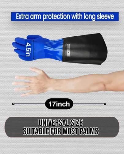 Vista 6 de LIICHAAO Guantes para sostener corales de acuario para mantenimiento de peceras Guantes resistentes a productos químicos, guantes impermeables
