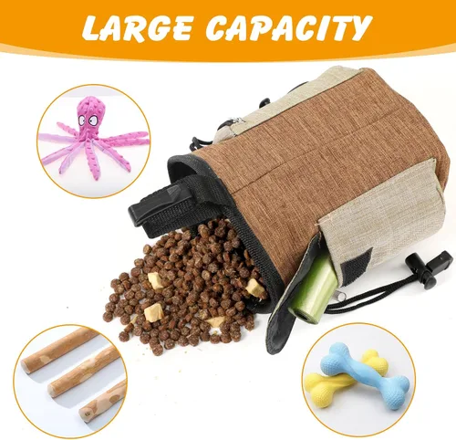 Vista 2 de ondware Bolsa grande para perros con cinturón ajustable, bolsa de entrenamiento Oxford impermeable con cordón, bolsas de clicker y excrementos
