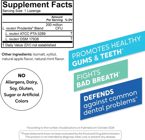 Vista 9 de BioGaia Prodentis Probióticos orales Promueve encías y dientes saludables Defiende contra el mal aliento y problemas dentales Mejora