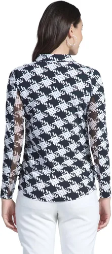 Vista 3 de IBKUL Athleisure Wear - Polo de manga larga con protección solar UPF 50+ Icefil Cooling Kimberly Print de longitud ajustable - 48376
