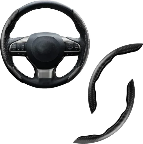 Vista 13 de Amiss 3 piezas de cubierta de volante de fibra de carbono antideslizante, diseño de mariposa impermeable y segmentado, protector de rueda