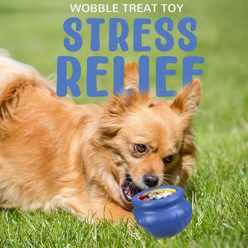 Vista 2 de Wobbly Juguete de Enriquecimiento para Lamer para Perros, Cuenco de Lamer Congelado Rellenable para Mantener Ocupados a los Perros, Juguete Azul