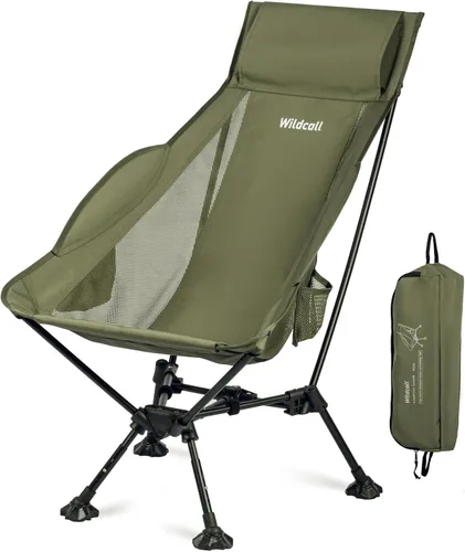 Vista 12 de WildCall Silla de camping plegable ligera, silla antihundimiento, color Negro