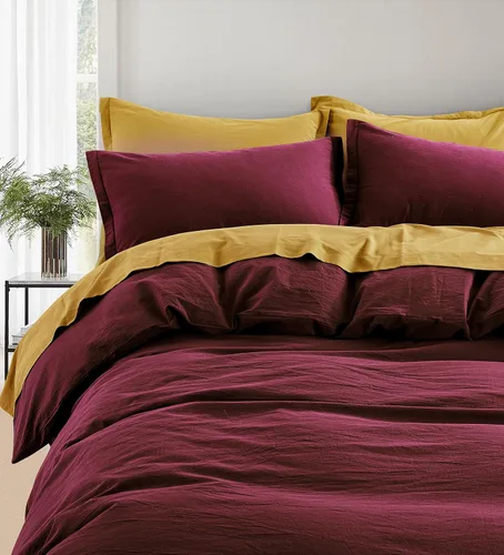 Vista 23 de Get Bed Ready Juego de funda de edredón de algodón lavado a la piedra, estilo casual, cambray, color sólido, relajado, suave, sensación moderna