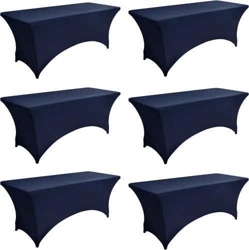 Vista 12 de Paquete de 2 Cubiertas de Mesa de Spandex de 4 pies para Mesas Plegables Rectangulares - Manteles Elásticos Ajustados Resistentes a las Arrugas