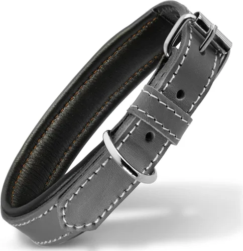 Vista 14 de Filbert Collar de cuero para perro, collar de cuero genuino para perros pequeños, acolchado de lujo, fuerte, ajustable para todas las razas, hebilla
